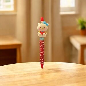 Sold Charming Cat Character Red Pen with Blue Bow